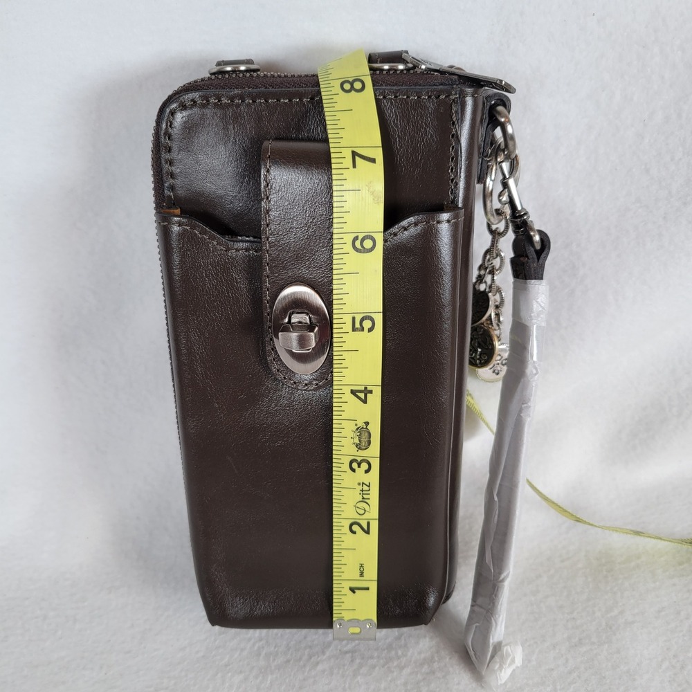 Patricia Nash Womens Amalia Leather Phone Keychain Charm Bag Clutch Wallet Brown - Picture 10 of 10
